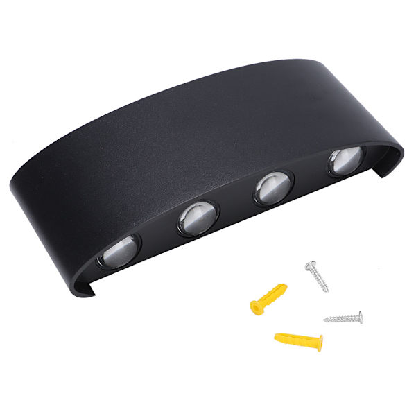 Inomhus enkel aluminium LED-vägglampa för sovrumskorridor 8W AC 85-265V svart (kallvitt)