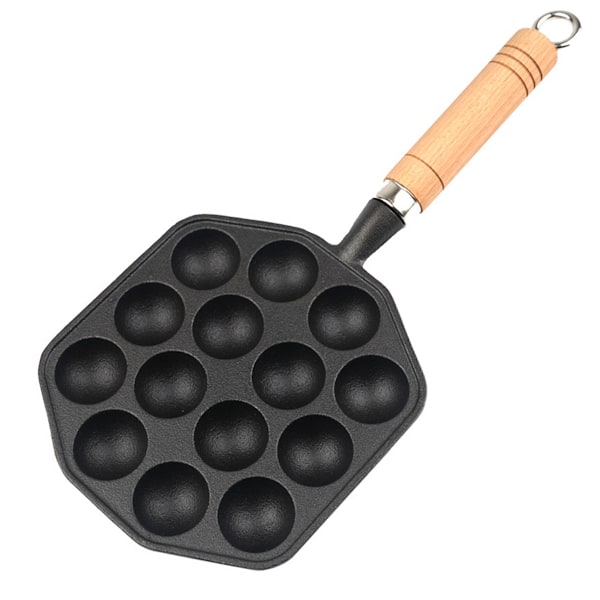 Gjutjärn Bläckfiskbollar Gryta Kakform Fiskägg Ingen Beläggning Non-Stick Ägg Gryta Matlagning, Svart