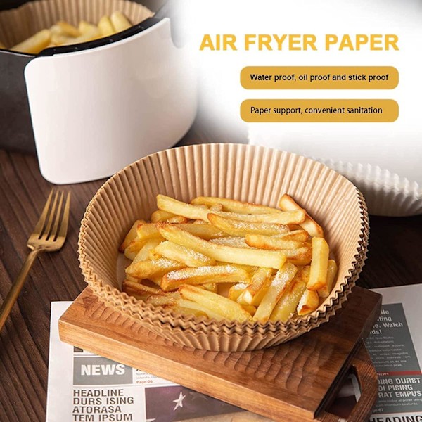 100 st Air Fryer Liners engångspapper pergament formar nature White Vit