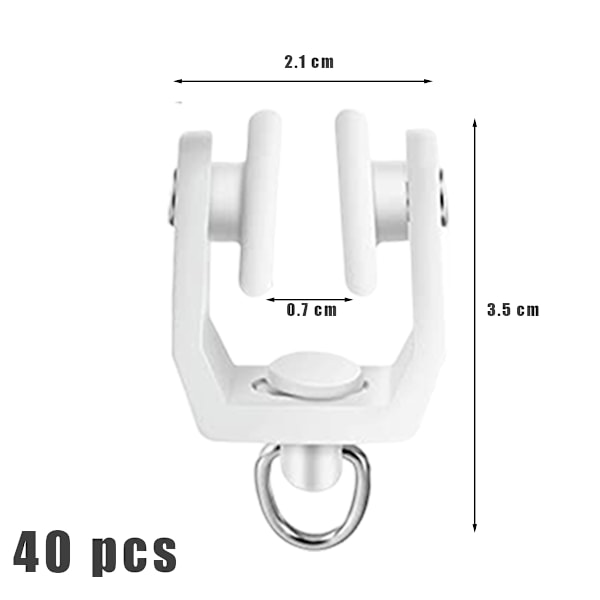 Gardinskena Rullar Tak Gardinskena Krokar Flexibla Böjbara Clips 11 mm Vit Plast Draperiskena Glidare med Krokar för Duschdraperi 40pcs