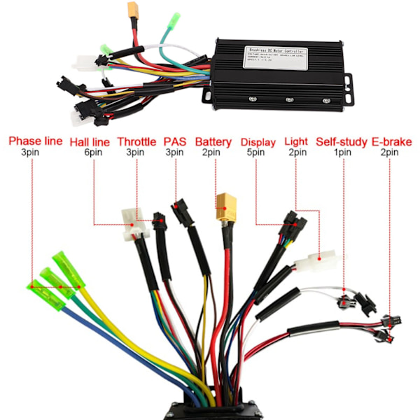 Elektrisk Scooter Controller Kit, 24V 36V 48V Sinusvåg Controller Med Vattentät LCD-mätare Och Bakgrundsbelysning För Lågt Ljud Och Hållbar Prestanda