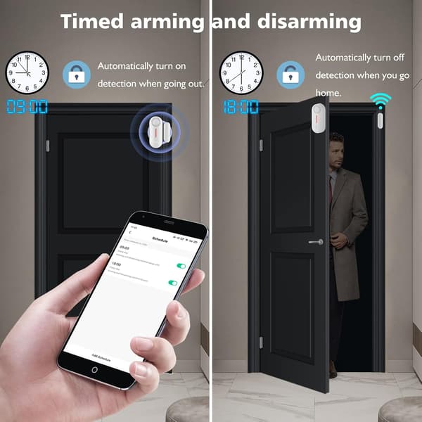 WiFi smart dörrsensor, trådlöst dörr- och fönsterlarm, minikontaktsensor för hemsäkerhet, push-notiser