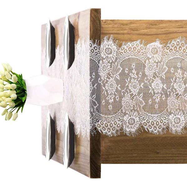 Spetslöpare 35x300cm Vit Elegant Utsökt Tvättbar