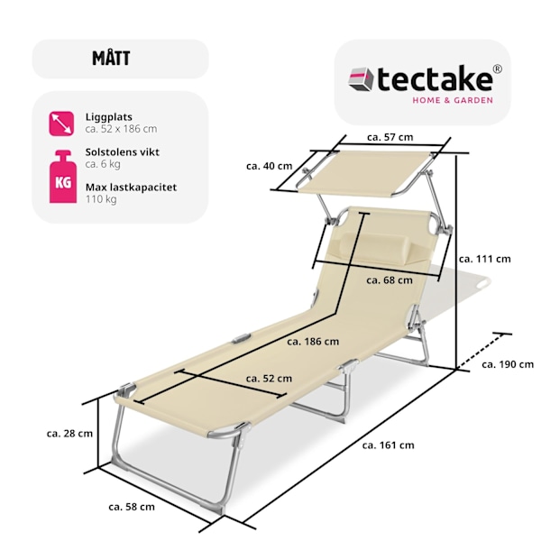 tectake Solsäng Chloé Beige
