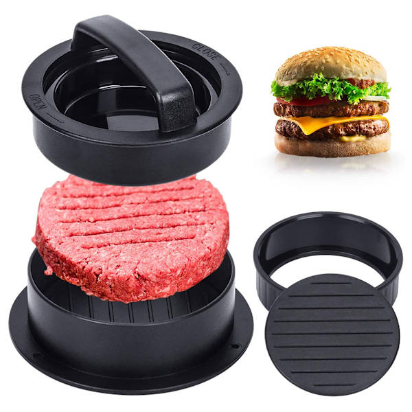 Hamburgerpressverktyg Hamburger Patty-formar 3 i 1 Hamburger