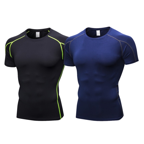2-pack Cool Dry Athletic Kortärmade Compression Shirts för män