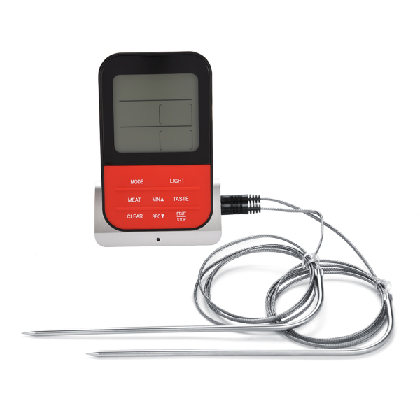 LCD Digital Termometer för Mat med Dubbla Sensorer Timer för