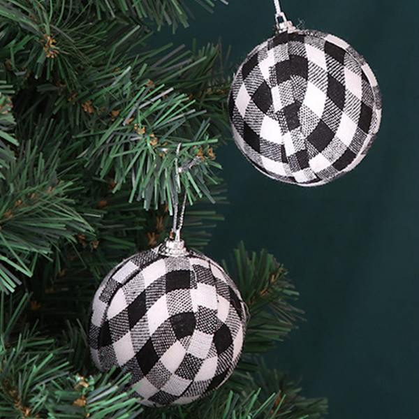 Plaid Ball Ornaments Christmas Decor Fabric Wrapped Balls Xmas