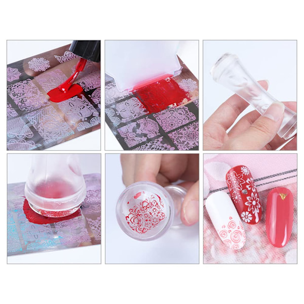 Julnagelstämpel Nail Art Stamping Kit, 6PCS Nagelstämpling