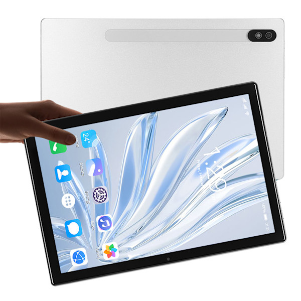 2 i 1 Tablet 10,1 Tum för Android 12 med Tangentbord 8-Kärnig CPU 8GB 256GB 5G WIFI Stöder Snabbladdning Tablet 100‑240V Vit EU-Kontakt