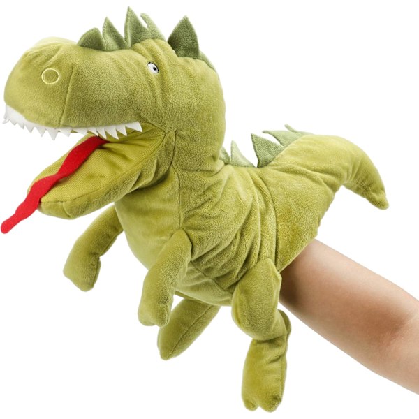 Plyschdinosaurie Handdocka T-Rex med öppen rörlig mun för