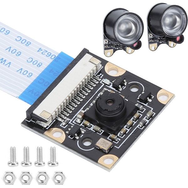 5MP Mörkerkamera med Ljuskänsligt Ljus Passar Raspberry Pi 4B/3B+/3B/2B/B+ Mörkerkamera + Ljus