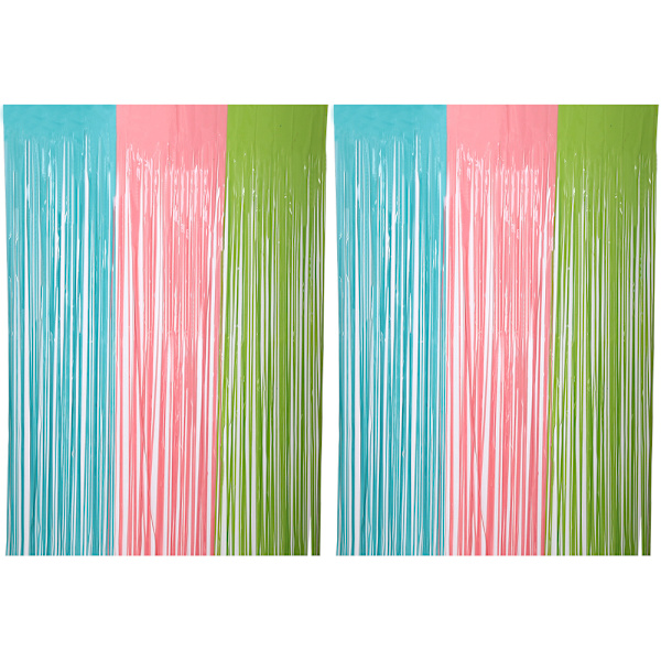 2-Pack Blue Pink Green Foil Fringe Background Colorful Foil