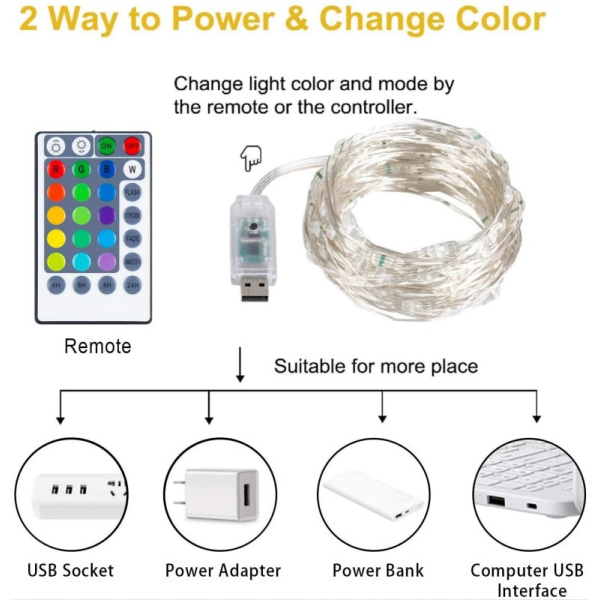 1 Pack Fairy String Lights, 50 LED Fairy Lights Battery