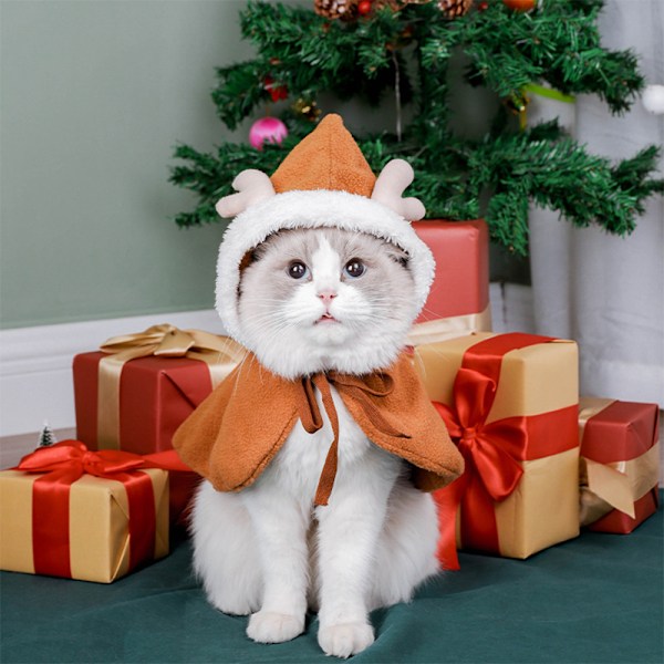 Husdjursjul Älg Klä upp Vinter Jul Sjal Husdjurskläder
