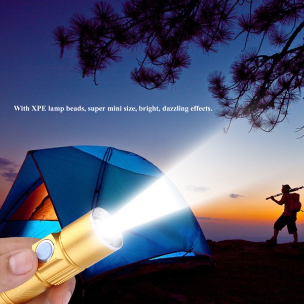 LED Mini Bärbar USB Ficklampa Projektor Vandring Camping