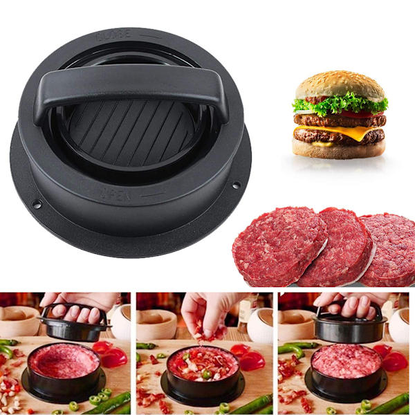 Hamburgerpressverktyg Hamburger Patty-formar 3 i 1 Hamburger