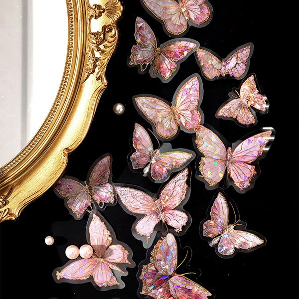 Iridescent Butterfly Stickers Set 80pcs Waterproof Vinyl Decals