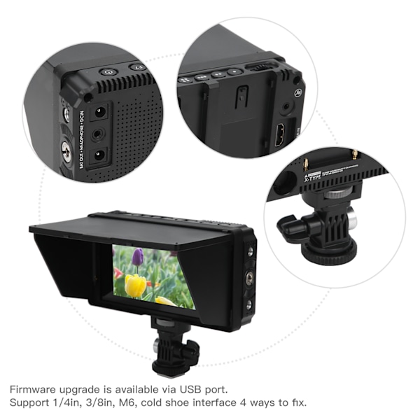 FOTGA C50 5in IPS Touch Screen Kamera Fältmonitor 2000nit 4K HDMI Ingång Utgång Monitor