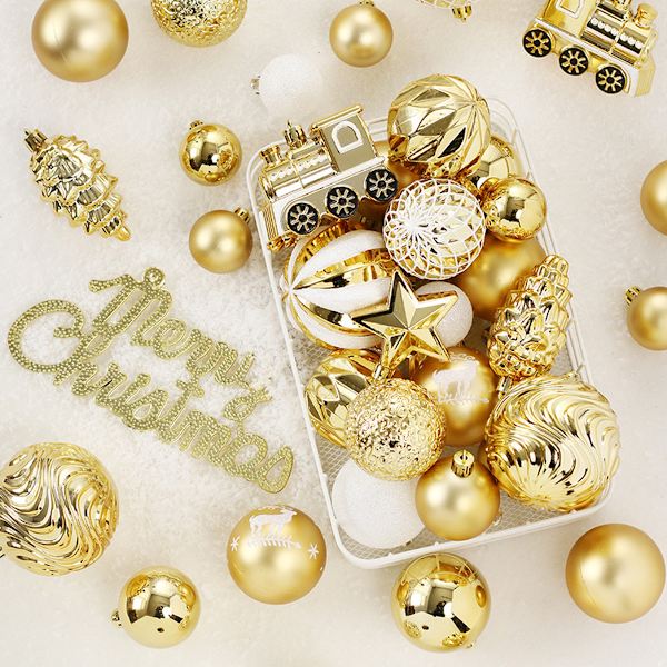 65PCS Christmas Balls Ornaments, Painted Shatterproof Festive