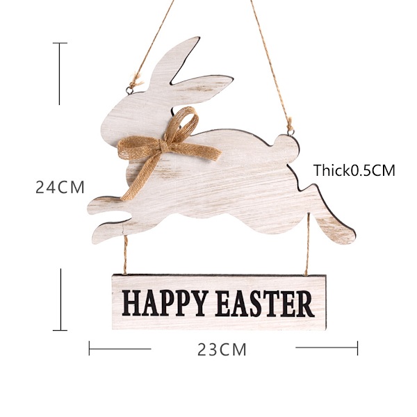 2pcs Wooden Rabbit Hanging Pendant Easter Bunny Craft Ornament