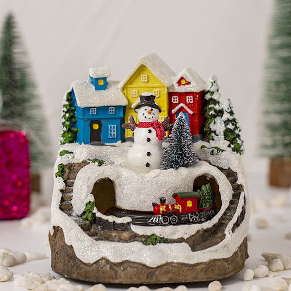 Creative Ornament Electric Music Glowing House Snow House
