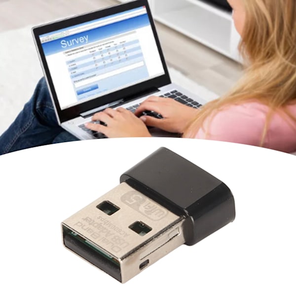 Trådlös nätverksadapter, unik design med mini-storlek och inbyggd antenn, multi-systemkompatibilitet 600 Mbps dual-band IEEE 802.11b g n ac, bred