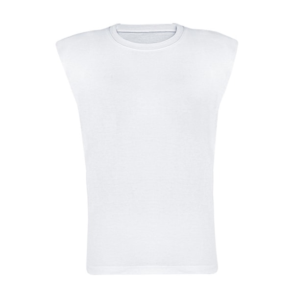 Dam Slim Sleeveless Rund Neck Shoulder Pads T-Shirts -white
