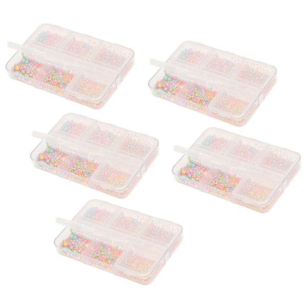 5 Ask Nageldekorationspärlor Glitter Attraktiv Bärbar Plastmaterial Flera Storlekar Mini DIY Manikyrkonstpärlor för Dekoration