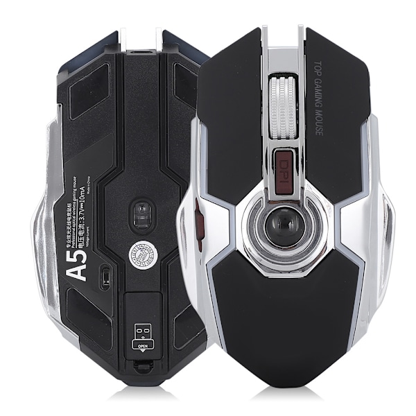 Trådlös Gamingmus Portabel 2.4GHz 1600DPI Tyst USB Optisk Laptop Desktop Datormus Svart