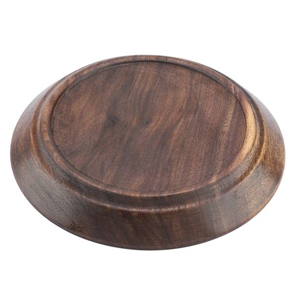 Solid Dark Color Wood Fruit Tray Round Food Serving Tray Tea