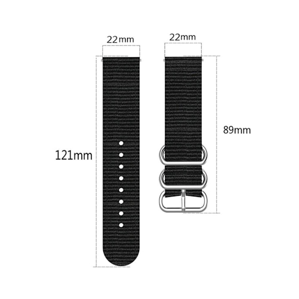 22 mm Huawei Watch GT Runner / GT 3 46 mm klockarmband i nylon - Svart Svart