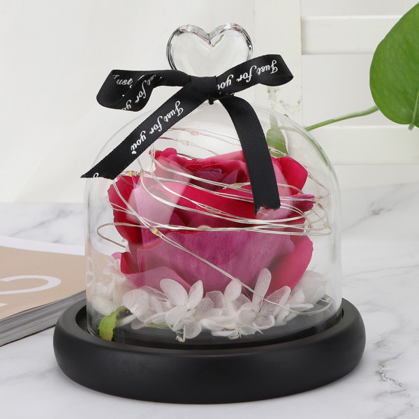 Loving Heart Glas Cover Simulering Plast Rose Flower Lamp