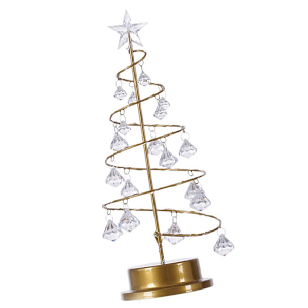 Jul Kristall Trä Lampa Akryl Kristall Hänge Jul Dekorativ Skrivbordslampa för Sovrum