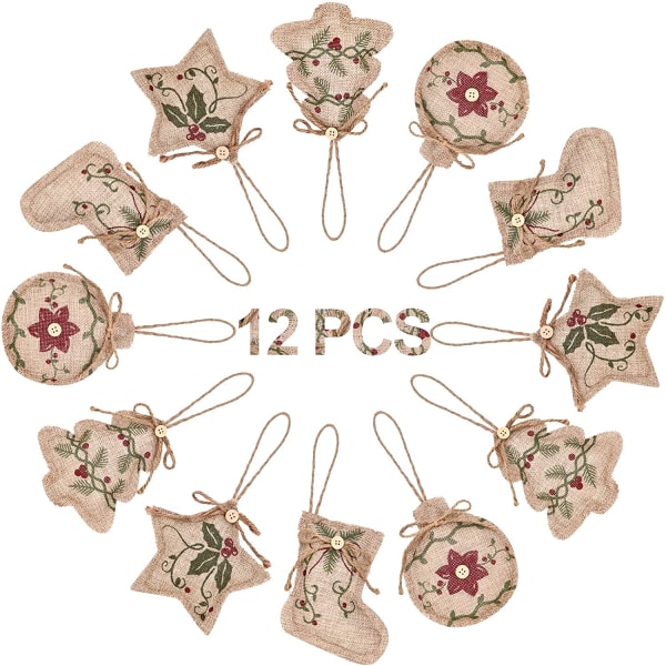 Christmas Burlap Tree Ornaments Hanging Decorations Christmas