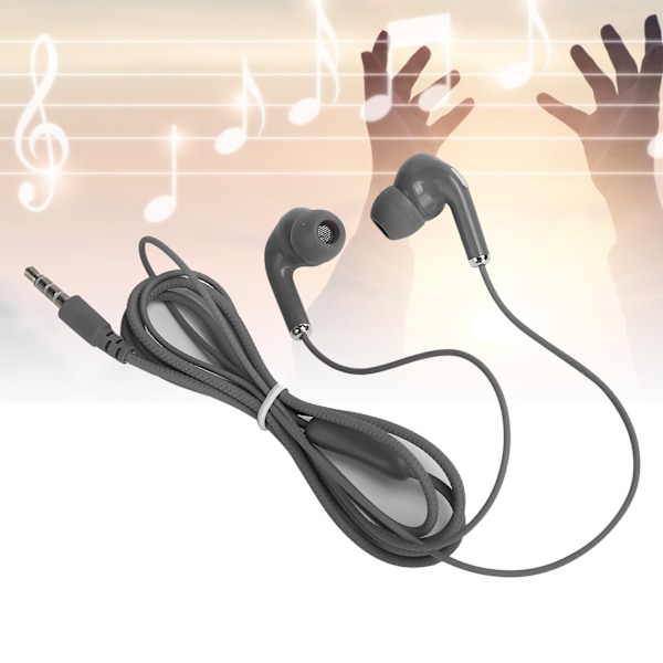 Trådbundna Sport Hörlurar 3.5mm Universal HiFi Musik Bas Hörlurar med Mikrofon Grå