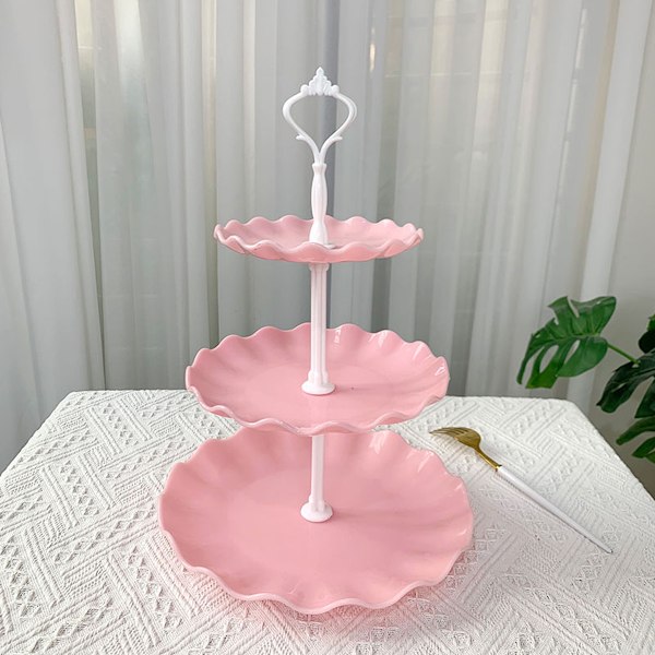1 st Tårtställ Vit Plast Dessertbord Ställ Set 4 st 3 Vånings Cupcake Displayställ Kakbricka Rack Serveringsbricka Tårtdisplaytorn för Style 3