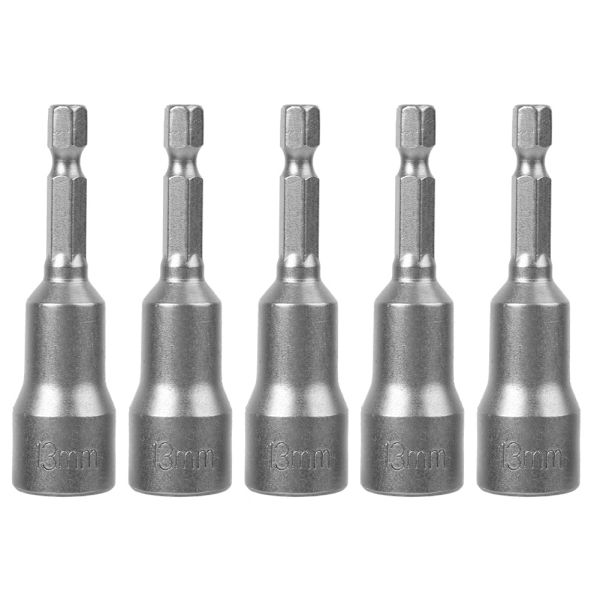 5-pack Magnetiskt Hex-fäste Verktygsstål Elektrisk Skruvmejsel Magnetisk Borrbit Adapter 13mm