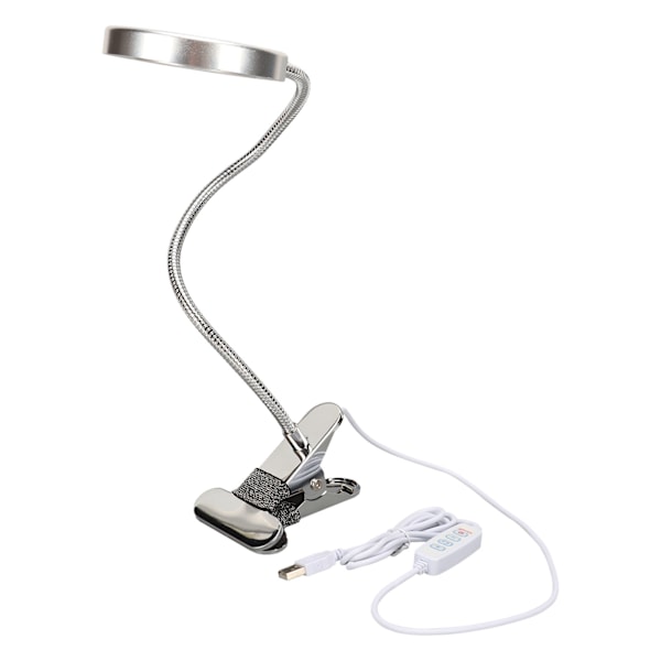 Bärbar och flexibel LED-skrivbordslampa, ögonskyddande ljus med klämma, varmt ljus vitt ljus justerbart för tatuering nagelkonst (stöder 360 grader)
