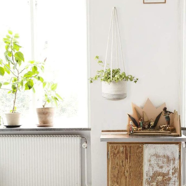 Hängande växtkrukehållare flätad växtkorg inomhus blomkruka