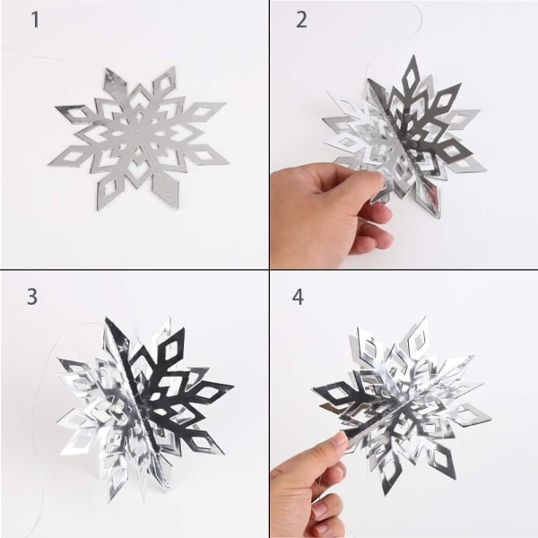 12 Pieces 3D Snowflake Hanging Garland with String for