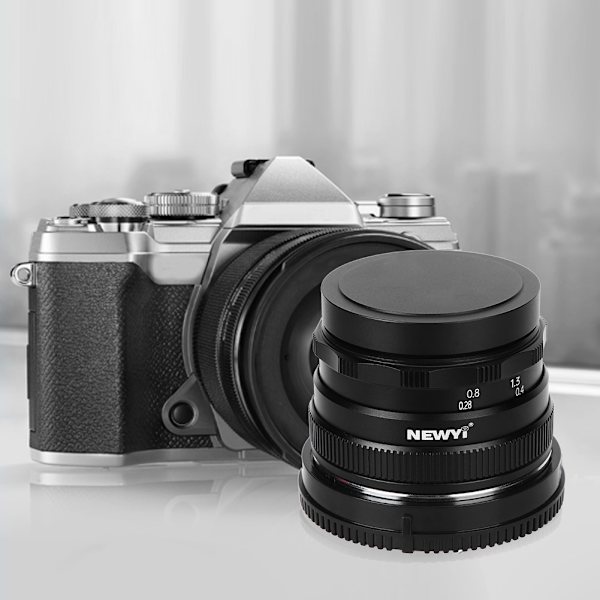 NEWYI 35MM F1.6 för M4/3-fattning Stor Bländare Objektiv för GH3/GH4/Olympus E‑M5 Mark II Kamerahus
