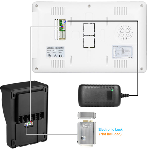 7-tums Video Intercom System Mörkerseende LCD Handsfree Video Dörrtelefon Dörrklocka med Kameramonitor 100‑240V AU-kontakt