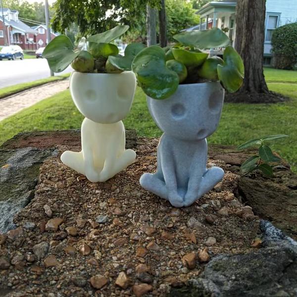 Luminous Face Planter Pot Head Blomkruka Söta Harts Succulent