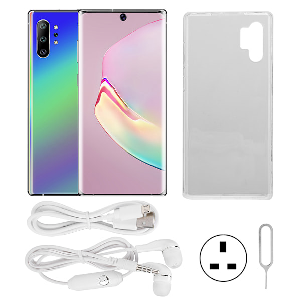 NOTE10+ 6,5-tums Stor HD-Skärm 13MP+23MP 6+64G Metall Smartphone Gradient Lila 100-240VUK
