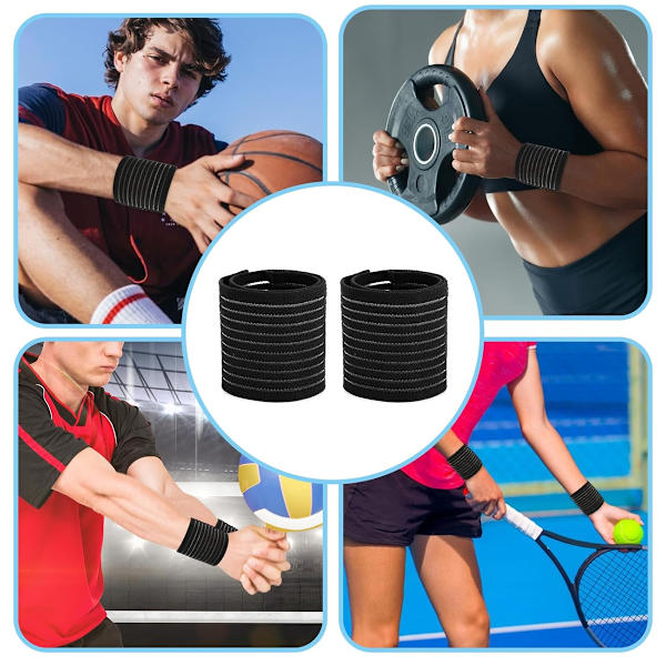 2 st Elastiska handledsstöd Andningsbart handledsstöd Band Wrap Justerbara handledsband Stöd Lindrar handledssmärta Artrit Tendinit Sportanvändning för