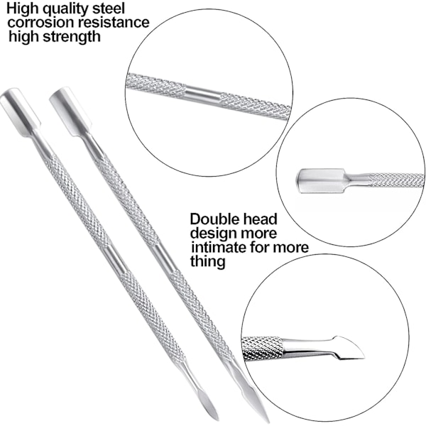 4 st Cuticle Nail Pusher Peeler Set, Dubbelsidig Cuticle