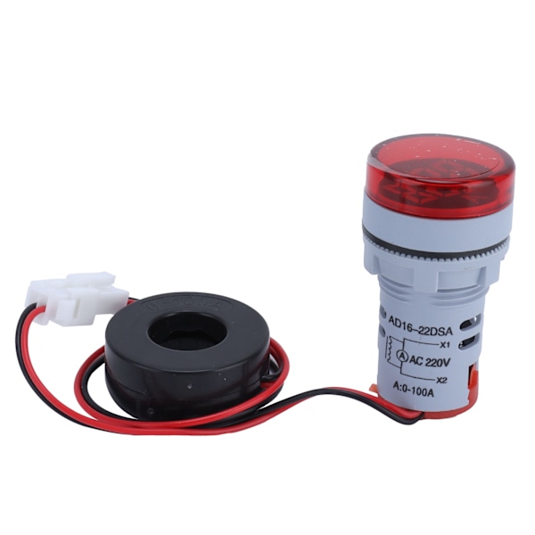 Digital Strömmätare Universal Amperemeter Signalindikatorlampa Ljus AC 220V AD16‑22DSARöd