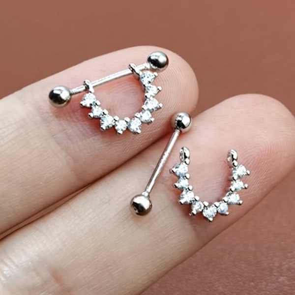 Halvcirkelformade Triangel Geometric Hoop Örhängen Helix Brosk P White