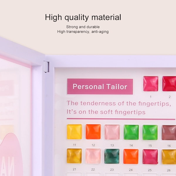 Innovativ Nagellacksorganiserare, Professionell Nagelprovkarta med Återanvändbar Design för Enkel Nagelkonstövning, 80 Olika Nagellacksfärger